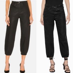 FRAME The Lounge Hi Rise Jogger Jeans Black Coated In Style Neutral Great Brand